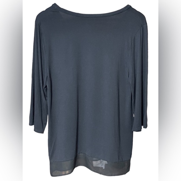 Donna Karan Classic Lounge Tee In Black Relaxed Style 3/4 Sleeves Size Small - Picture 5 of 16
